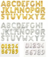 16" 32" 42" GOLD SILVER Foil Helium Letters Numbers Bunting Banner Party Balloon