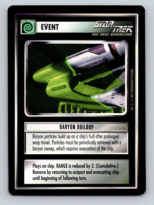 Star Trek CCG Interrupt Baryon Buildup Black Boarder Card STNG SciFi STNG