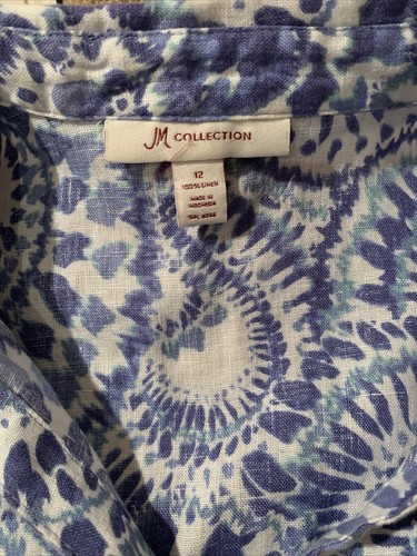 m collection 100% linen wonens blouse Button Up Multicolored Collared - Picture 10 of 11