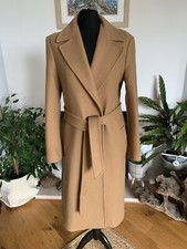 Stunning Zara Manteco Camel Beige Wool Blend Belted Wrap Coat Jacket - Small