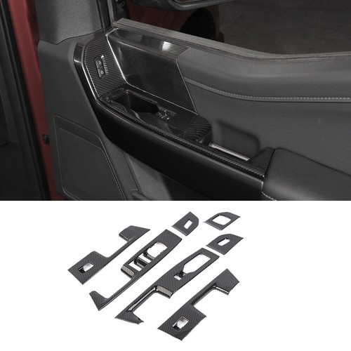 7PCS Carbon Fiber Window Lift Panel Switch Cover Trim For Ford F150 2021+ 4 Door - Picture 3 of 13