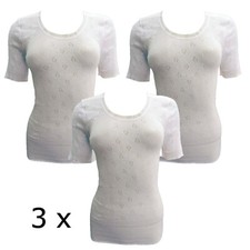 3 X Ladies WHITE Thermal Short Sleeve Vests  Comfort & Warmth (PACK OF 3 )