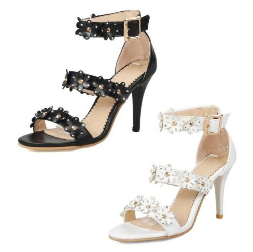 Sexy Ladies Wedding Bridal Floral Stud Peep Toe Hollow Out Ankle Strap Sandals B - Picture 1 of 15