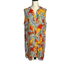 Jessica London Dress Womens 18W Plus Hidden Button Front Hi Low Side Slits