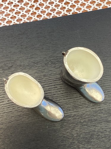 Vintage Pair Of Silver Plated 1 & 1,5 oz. Riding Boots, inner/Shot Drink Measure - Picture 6 of 7