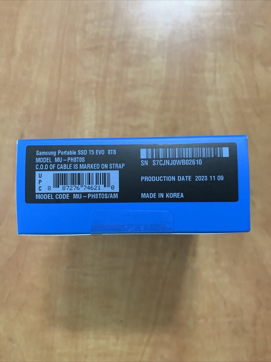 New Samsung Portable SSD T5 EVO USB 3.2 8TB Black MU-PH8T0S New Samsung Portable SSD T5 EVO USB 3.2 8TB Black MU-PH8T0S