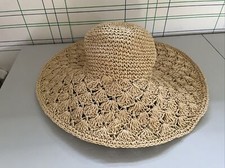 Ladies Beautiful Floppy Straw Colored Hat With Wide Brim/ Sun Protection