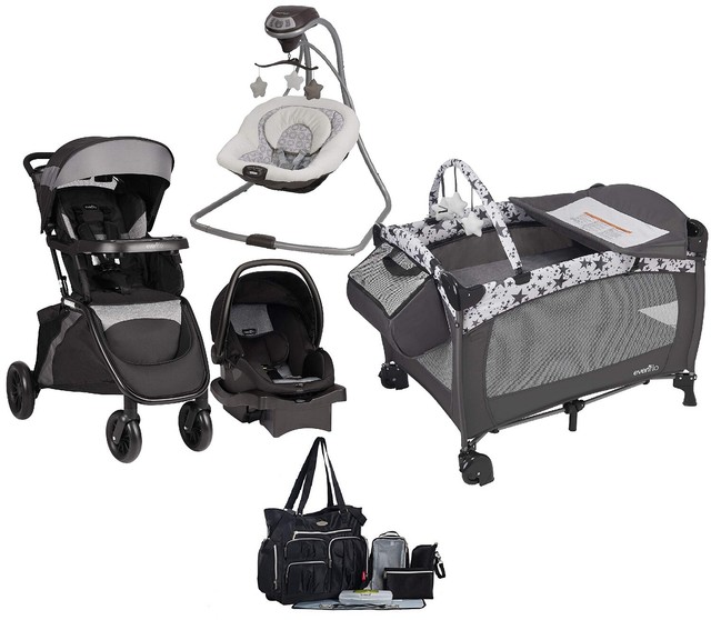 Evenflo Travel System Combo Set Stroller Car Seat Playard Duet Rocker