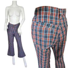 1970s Red Blue Plaid Sears Tough Skins Pants I Sz Med I W: 30"
