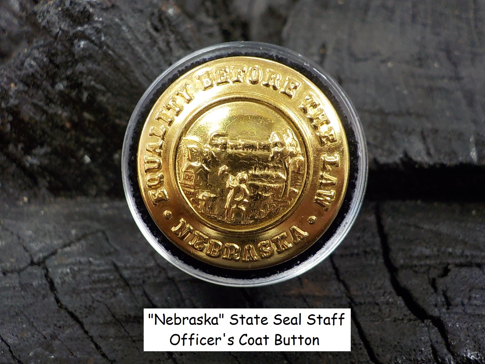 Old Rare Vintage Antique War Relic Nebraska Officer Coat Button