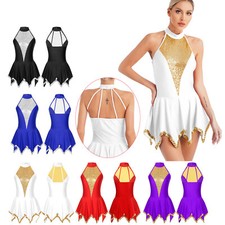 Womens Bodysuit Jazz Leotards Ice Skating Dance Dress Latin Cheer Leader Prom