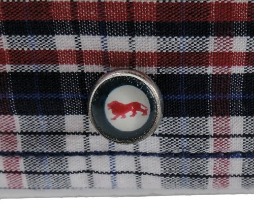 Lonsdale Button Down Short Sleeve Shirt Red White Blue Shirt Slim-Fit SMALL Rare - Picture 7 of 9