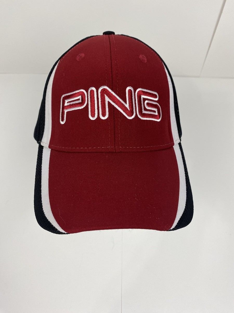 Ping Red Golf Baseball Cap Hat Embroidered Spell-Out Mesh Material