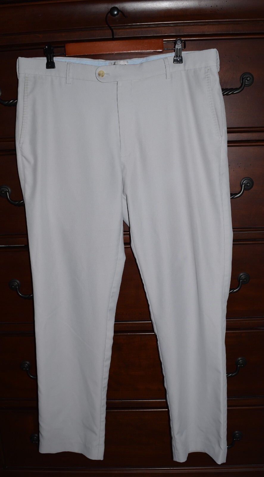 Men's Peter Millar Solid Light Gray Flat Front At… - image 2