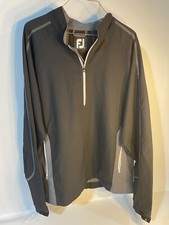 FootJoy FJ Mens Large 1/2 Zip Jacket Shell Pullover Black Lightweight Golf