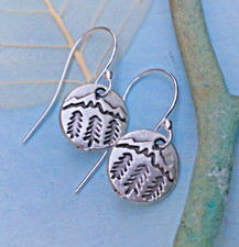 NEW Sterling Silver Artisan Sundance Charm Simple Minimalist Pine Tree Earrings