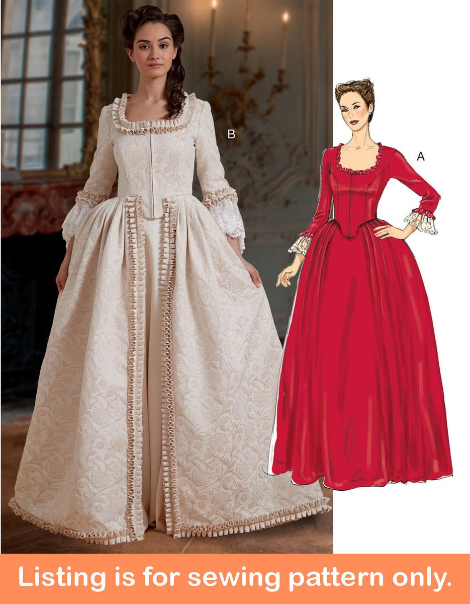 SEWING PATTERN Womens Costume - Top Dress Gown 1700s Outlander
