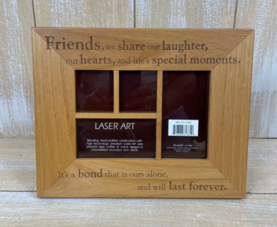 Avante Wooden FRIENDS Laser Art Table Frame 8 x 10 - 4 Photo's Collage / Glass