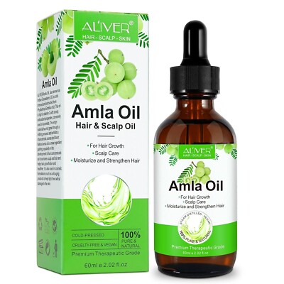 Amla Oil 2.02 Fl Oz, 100% Pure Natural Organic Amla Hair Oil, Cold Pressed Amla