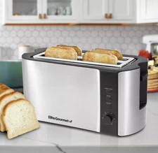 Elite Gourmet ECT-3100 Maxi-Matic 4 Slice Long Toaster with Extra Wide Slot