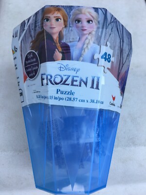 Disney Frozen II Surprise Puzzle in Plastic Gem-Shaped Re-Usable Case 48 Pc NEW!