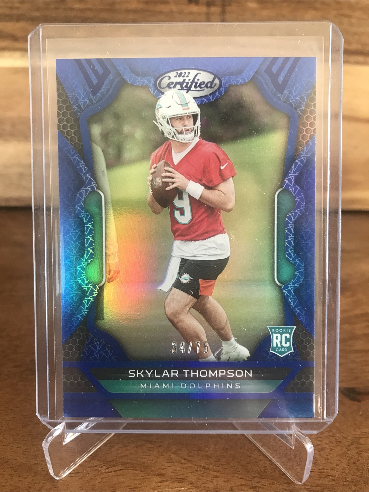 2022 Certified Football Skylar Thompson RC Blue /75 Miami Dolphins
