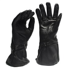 Genuine Italian army gauntlets motorcycle black leather gloves Italy military