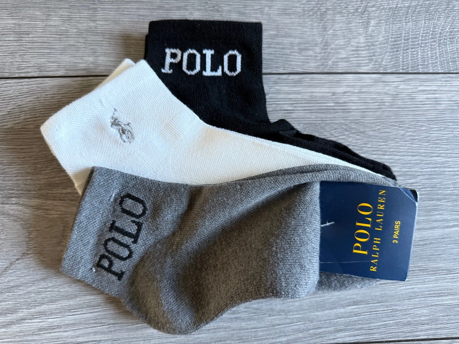 Mens Polo Ralph Lauren Ankle Sock Pack x 3 Pairs BLACK & White