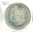 SPL fields on the 1885 Morgan dollar, white coin that is well struck