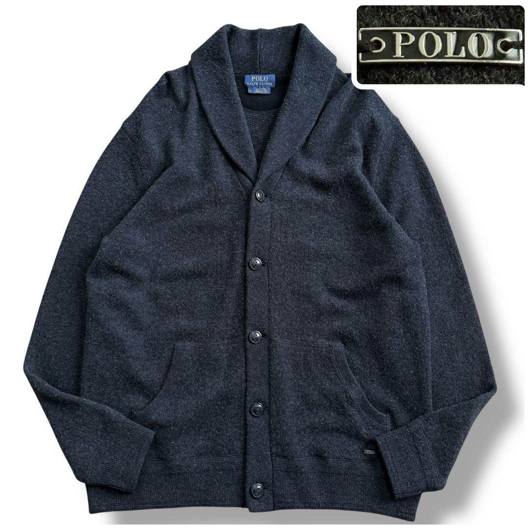 Polo Ralph Lauren Wool Shawl Collar Cardigan Black M Authentic
