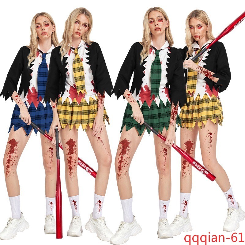 Disfraz de Halloween Colegiala Vampiro Miedo Escuela Zombie Estudiante Falda Conjuntos Traje