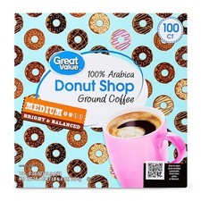 Great Value Donut Shop 100 Arabica Medium Roast Ground Coffee Pods, 38.4oz