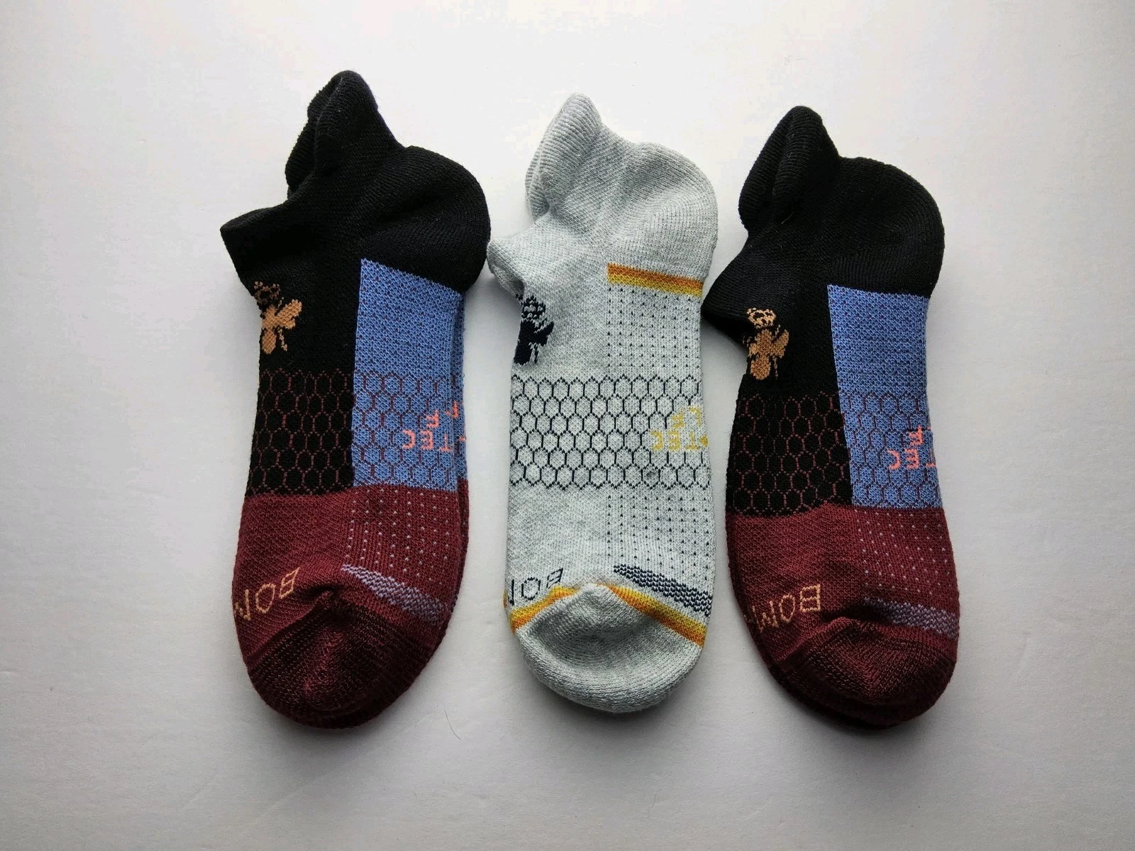 Bombas Hex-Tec Golf Athletic Ankle Socks Lot Of 3 Pairs Size M