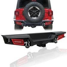 Rear Bumper Textured Black Compatible with 2018 2025 Jeep Wrangler JL & JLU