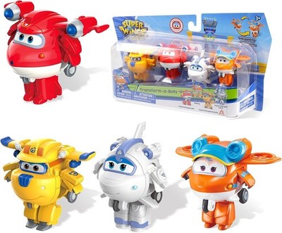 Super Wings 2 Transform-a-Bots 4-Pack, Supercharged Jett, Donnie, Astra, Sunny,