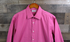 Charvet Shirt Mens 18.5 34/35 Pink Stripe Dress Made France Cotton Long Sleeve