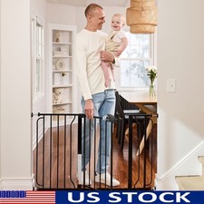 Extra Wide Baby Safety Gate Adjustable Walk Through Durable Metal Gate Pets New