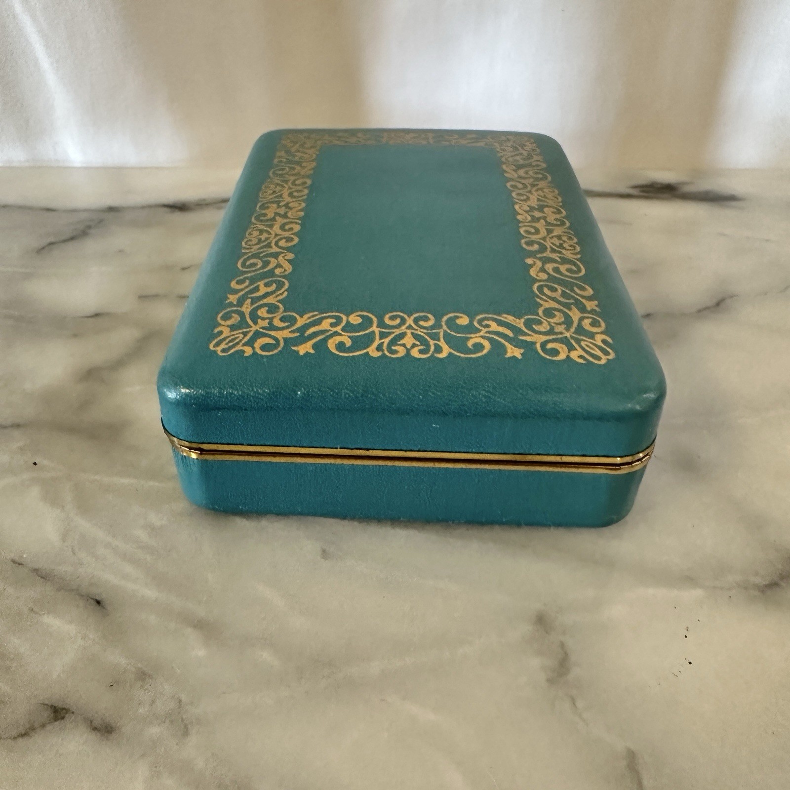 Vtg MCM Farrington Genuine Texol Green Jewelry Box Green Velvet Silk Interior