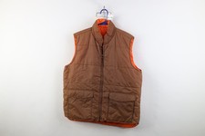 Vtg 70s Streetwear Mens L Sun Faded Reversible Puffer Vest Jacket Brown Orange