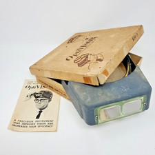 Vintage Opti Visor Headband Magnifier E-5 Blue with Box and Papers