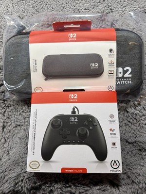 Nintendo Switch 2 Power A Bundle Advantage Wired Controller and Slim Case NEW