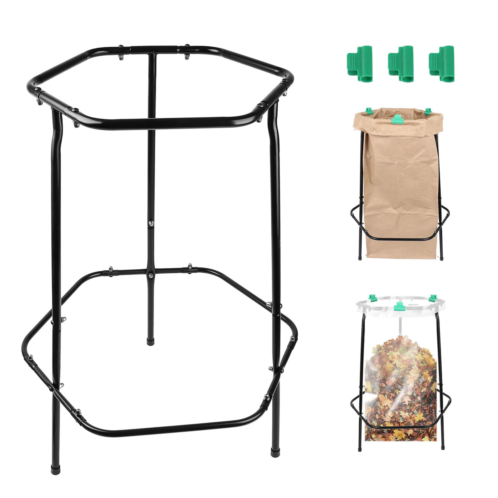 Garden Trash Bag Holder Stand, Metal Leaf Bag Holder, Frame Holds 30-55 Gallo...