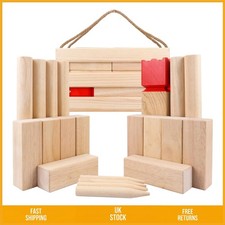 Classic Hardwood Kubb Outdoor Lawn Game Set With Wooden Storage Crate 21pc Set