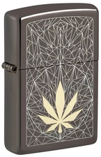 Brand New 2023 ZIPPO Lighter Geometric Organic Structure Leaf Design Black Ice  