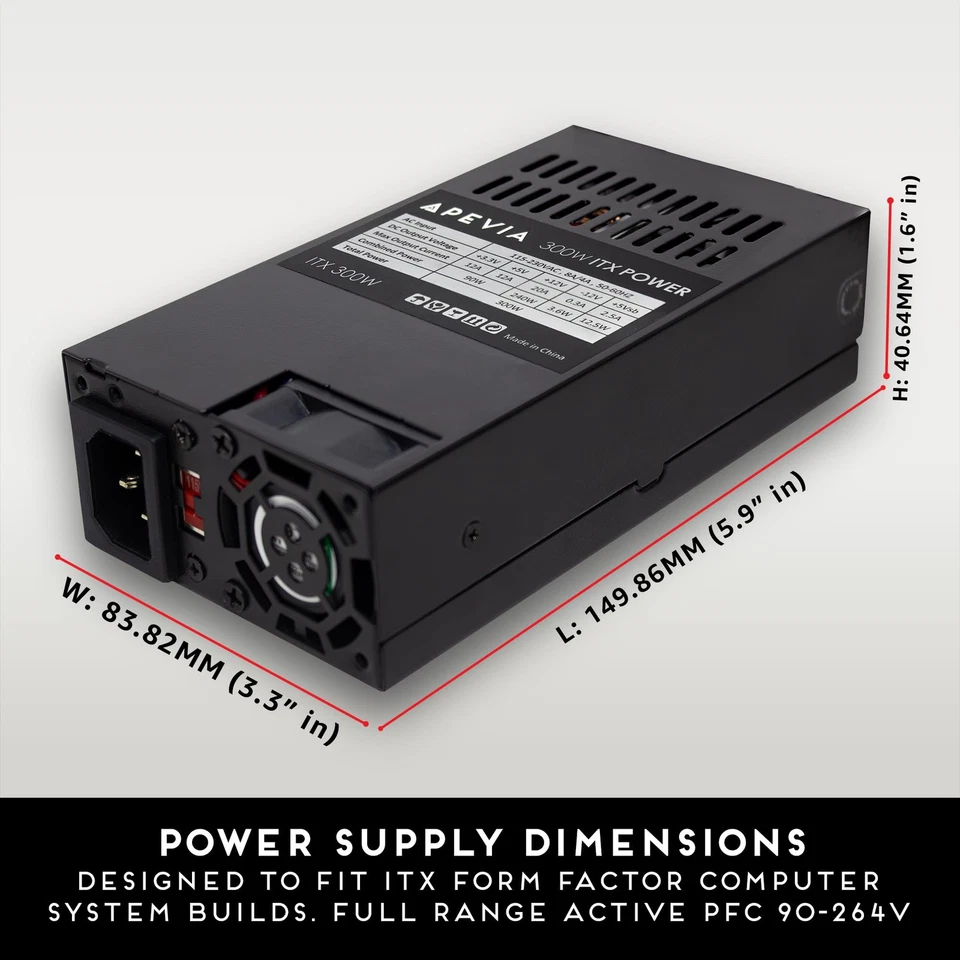 ITX-AP300W Mini-ITX/Flex ATX / 1U 300W for POS AIO System Desktop Gaming Serv... - Image 3 of 4