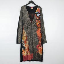 SAVE THE QUEEN Multicolor Avangard Artistic A-Line Viscose Midi Dress Size L