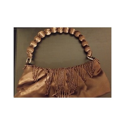 Bijoux Terner Brown Evening Bag with Beaded Tassels