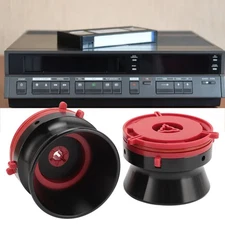 1 Pair NAB Hub Adapters Black Polished Aluminum Alloy Red Base 10 Inch Reel