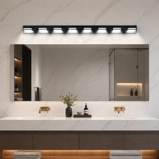 63'' Modern Vanity Light 8 Lights Black LED Bathroom Mirror Wall Sconce Fixture