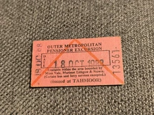 State Rail Authority Outer Metropolitan Pensioner Tahmoor Vintage Ticket